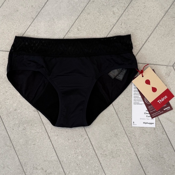 Thinx Period Underwear Hiphugger black lace waist Small - Picture 2 of 3
